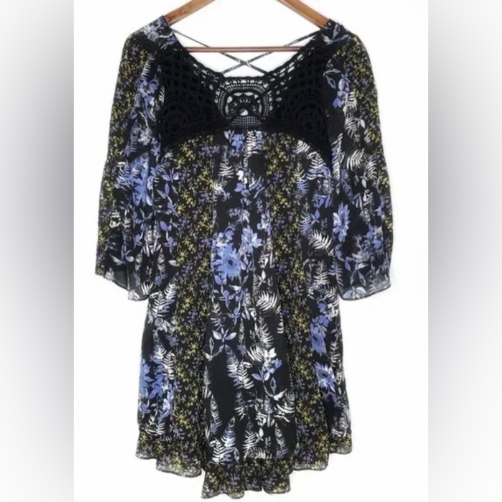 Free people crochet neck flower dress